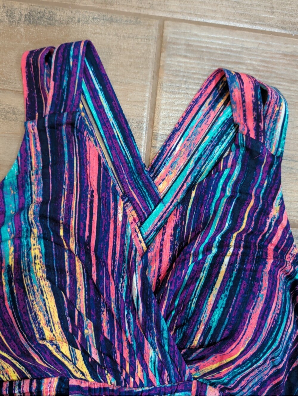 Soma Women's Empire Crossback Maxi Dress Waterfall Stripe Multi Purple Large Nwt - Picture 4 of 16